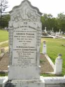 Andrew PURDON, husband father, born Govan Scotland, died 22 Oct 1915 aged 78 years; Janes PURDON, born Dalby, died of wounds in France 22 Aug 1918 aged 28 years 5 months; Catherine, wife of Andrew PURDON, died 16 Nov 1923 aged 80 years; Appletree Creek cemetery, Isis Shire 