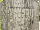Jeanette CROKER, died 15 Sept 1911 aged 49 years; Appletree Creek cemetery, Isis Shire 