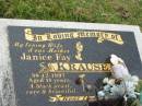 
Janice Fay KRAUSE,
wife mother,
died 30-12-1997 aged 48 years;
Appletree Creek cemetery, Isis Shire
