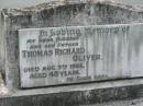 
Thomas Richard OLIVER,
husband father,
died 7 Aug 1966 aged 40 years;
Appletree Creek cemetery, Isis Shire
