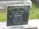 
Edward Carl (Ted) WEIS,
brother,
died 27 Jan 1980 aged 71 years;
Appletree Creek cemetery, Isis Shire
