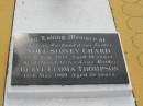 
Lloma CHARD,
wife mother,
died 12 Feb 1965 aged 58 years;
Alfred Sidney CHARD,
father,
died 14 July 1997 aged 89 years;
Noel Sidney CHARD,
husband father,
died 12 Aug 1974 aged 46 years;
Beryl Lloma THOMPSON,
sister mother,
died 18 May 1969 aged 38 years;
Appletree Creek cemetery, Isis Shire
