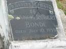 Francis Robert BONDE, died 10 July 1959 aged 28 years; Appletree Creek cemetery, Isis Shire 
