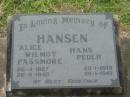 
Alice Wilmot Passmore HANSEN,
26-4-1867 - 26-8-1940;
Hans Peder HANSEN,
29-1-1849 - 28-1-1942;
Appletree Creek cemetery, Isis Shire
