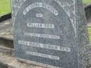 William KER, died 30 March 1945; Leila Muriel Denham KR, died 14 April 1950; Appletree Creek cemetery, Isis Shire 