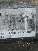 Ethel MAY BUSS, wife, died 30 March 1969 aged 77 years 9 months; Arthur Albert BUSS, husband, died 10 May 1975 aged 89 years; Appletree Creek cemetery, Isis Shire 