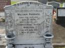 William PARRACK, died 21 Nov 1925 aged 71 years; Christiana Alice MARSDEN, wife, died 18 June 1940 aged 82 years; Martha Ann Alice PARRACK, died 18 Aug 1966 aged 79 years; Appletree Creek cemetery, Isis Shire 