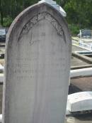 
James MORRIS,
died 16 Jan 1918,
erected by late sister
Cecilia C. MORRIS of Farina, South Australia;
Appletree Creek cemetery, Isis Shire

