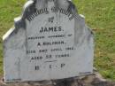 
James, husband of A. HOLOHAN,
died 24 April 1915 aged 58 years;
Appletree Creek cemetery, Isis Shire
