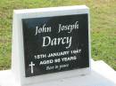 
John Joseph DARCY,
died 15 Jan 1947 aged 66 years;
Appletree Creek cemetery, Isis Shire
