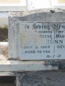 Victor Reeve BUNN, husband, died 3 July 1989 aged 78 years; Margaret Mary BUNN, wife, died 14 Dec 1977; Appletree Creek cemetery, Isis Shire 