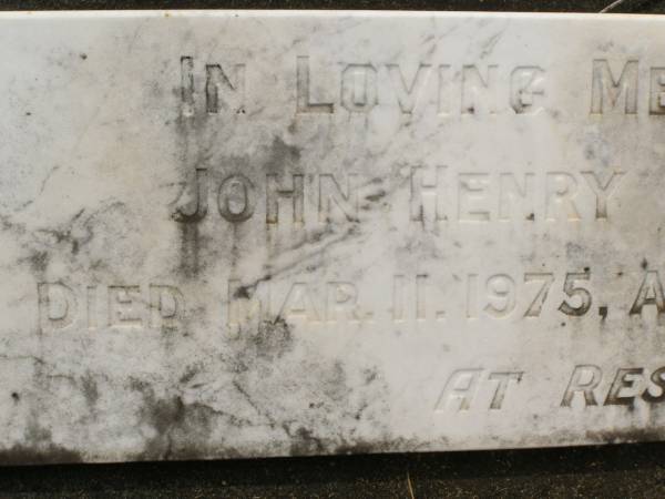 John Henry ROBINSON,  | died 11 Mar 1975 aged 89 years;  | Appletree Creek cemetery, Isis Shire  | 
