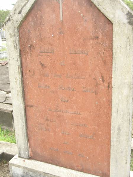 Dulcie Martha CARL,  | daughter,  | died 9 Aug 1927 aged 5 years;  | Appletree Creek cemetery, Isis Shire  | 