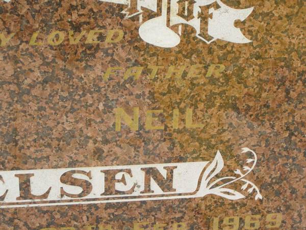 Agnes TERKELSEN,  | mother,  | died 8 Nov 1989 aged 95 years;  | Neil TERKELSEN,  | father,  | died 27 Feb 1969 aged 77 years;  | Joan Marcia TERKELSEN,  | 19-7-1929 - 8-6-2001,  | wife of Warren,  | mother of Kay, Kerry, Ross, Gail & Corrine;  | Warren Neville TERKELSEN,  | 22-9-1924 - 6-4-2003m  | husband of Joan,  | father of Kay, Kerry, Ross, Gail & Corrine;  | Appletree Creek cemetery, Isis Shire  | 