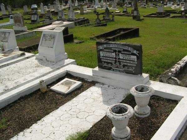 Martha FRANCEY,  | mother,  | died 24 May 1962 aged 78 years;  | James FRANCEY,  | father,  | died 25 Sept 1963 aged 80 years;  | Harry FRANCEY,  | died 25 Sept 1993 aged 78 years;  | Appletree Creek cemetery, Isis Shire  | 