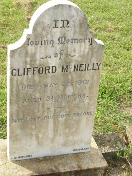Clifford MCNEILLY,  | died 22 May 1912 aged 3 1/2 years;  | Appletree Creek cemetery, Isis Shire  | 