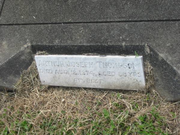 Arthur Joseph THOMPSON,  | died 12 Aug 1974 aged 88 years;  | Appletree Creek cemetery, Isis Shire  | 