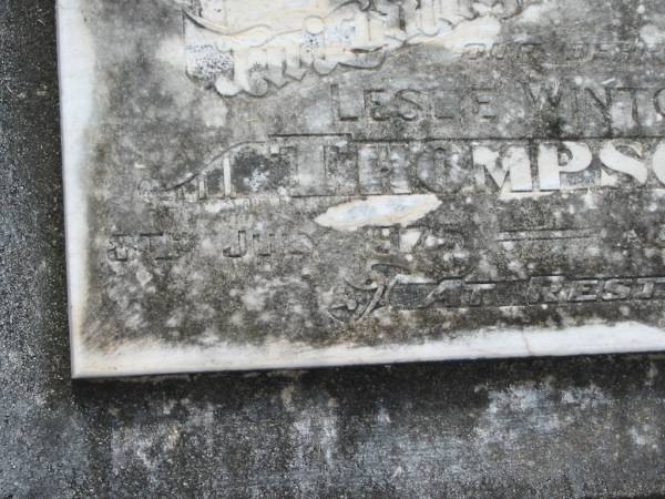 Leslie Winton (Joe) THOMPSON,  | died 8 July 1975 aged 69 years;  | Appletree Creek cemetery, Isis Shire  | 