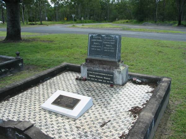 Alison Gwenda NOAKES,  | died 14 Aug 1931 aged 22 years;  | Florence Mary NOAKES,  | mother,  | died 7 Dec 1933 aged 52 years;  | Edward Percival NOAKES,  | husband father,  | died 24 July 1962 aged 80 years;  | Betty Helen ARMYTAGE (nee NOAKES),  | born 28-9-1915 - 22-8-2001 aged 85 years;  | Appletree Creek cemetery, Isis Shire  | 