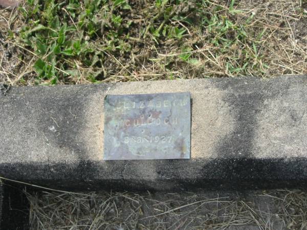 Elizabeth CULLOCH,  | died 8-8-1927;  | Appletree Creek cemetery, Isis Shire  | 