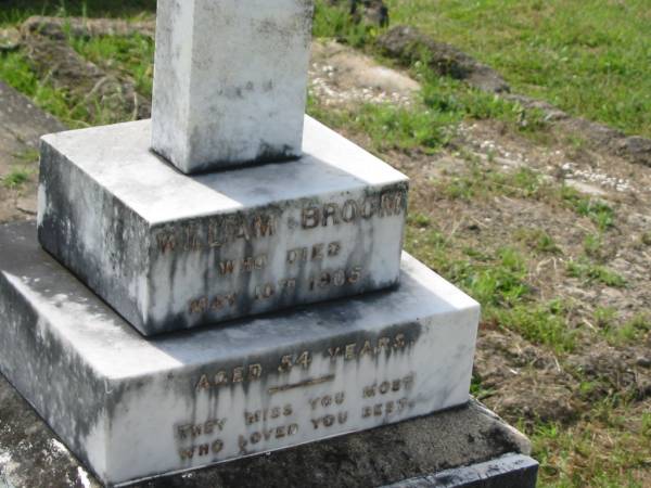 William BROOM,  | father,  | died 10 May 1905 aged 54 years;  | Mary BROOM,  | mother,  | died 19 March 1927 aged 70 years;  | Appletree Creek cemetery, Isis Shire  | 
