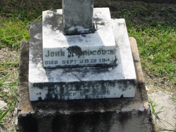 John MYERSCOUGH,  | died 28 Sept 1903 aged 4? years;  | Appletree Creek cemetery, Isis Shire  | 