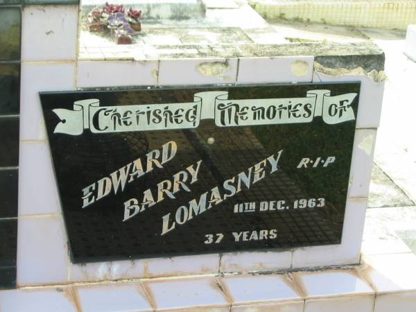Edward Barry LOMASNEY,  | died 11 Dec 1963 aged 37 years;  | Appletree Creek cemetery, Isis Shire  | 