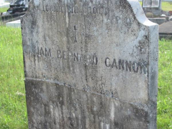 William Bernard GANNON,  | died 20 April 1913 aged 24 years;  | Appletree Creek cemetery, Isis Shire  | 