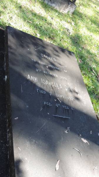Ann Isabella DILLON  | d: 2 Sep 1921 aged 43  |   | Atherton Pioneer Cemetery (Samuel Dansie Park)  |   |   | 