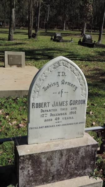 Robert James GORDON  | d: 12 Dec 1914 aged 49  |   | Atherton Pioneer Cemetery (Samuel Dansie Park)  |   | 