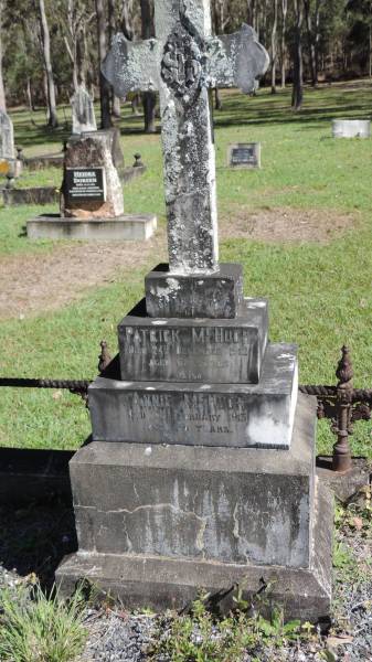 Patrick McHUGH  | d: 24 Dec 1912 aged 65  |   | Annie McHUGH  | d: 14 Feb 1913 aged 58  |   | Atherton Pioneer Cemetery (Samuel Dansie Park)  |   |   | 