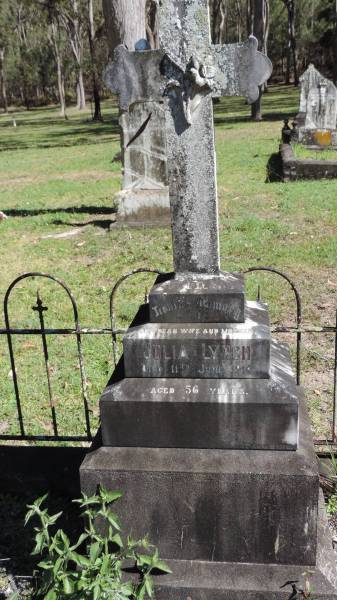 Julia LYNCH  | d: 11 Jun 1914 aged 56  |   | Atherton Pioneer Cemetery (Samuel Dansie Park)  |   |   | 