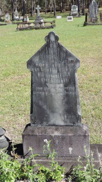 James THOMSON  | d: 8 Jan 1916 aged 61  |   | Atherton Pioneer Cemetery (Samuel Dansie Park)  |   |   | 