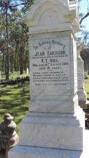 
James EMERSON
d: 22 May 1915 aged 61

Elizabeth TIMMINS
d: 26 Nov 1935 aged 81

Margret Jack EMERSON 
wife of D.V. EVANS
d: 10 Jul 1915 aged 37

David Vincent EVANS
d: 31 Jul 1916 aged 37

Jean EMERSON
wife of R.E. HULL
d: 18 Aug 1914 aged 19

Atherton Pioneer Cemetery (Samuel Dansie Park)

