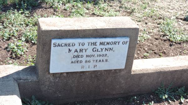 Mary GLYNN  | d: Nov 1902 aged 86  |   | Aubigny Catholic Cemetery, Jondaryan  |   | 