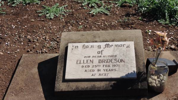Ellen BRIDESON  | d: 25 Feb 1971 aged 91  |   | Aubigny Catholic Cemetery, Jondaryan  |   | 