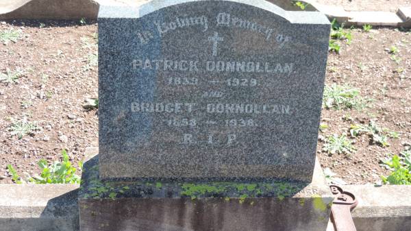 Patrick DONNOLLAN  | b: 1839  | d: 1928  |   | Bridget DONNOLLAN  | b: 1853  | d: 1938  |   | Anthony DONNOLLAN  | b: 1841  | d: 1928  |   | Aubigny Catholic Cemetery, Jondaryan  | 