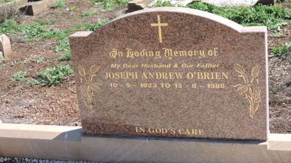 Joseph Andrew O'BRIEN  | b: 10 May 1923  | d: 13 Aug 1986  |   | Aubigny Catholic Cemetery, Jondaryan  |   | 
