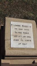 
Gloria RUHLE
d: 12 Jan 1958 aged 29

Aubigny St Johns Lutheran cemetery, Toowoomba Region

