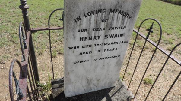Henry SWAIN  | d: 22 Mar 1946 aged 80?  |   | Banana Cemetery, Banana Shire  |   | 