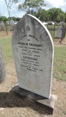 
Andrew URQUHART
d: 28 Mar 1894 aged 79

and wife
Catherine URQUHART
4 Jan 1894 aged 76

erected by son Duncan URQUHART

Banana Cemetery, Banana Shire

