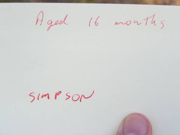 SIMPSON, aged 18 months;  | Beerburrum Cemetery, Caloundra  |