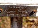 
Emma COPLEY,
1859 - 1924;
Beerwah Cemetery, City of Caloundra
