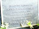 
Anna ZAPLATYNSKYJ, mother nana,
died 15 Aug 1986 aged 68;
Beerwah Cemetery, City of Caloundra
