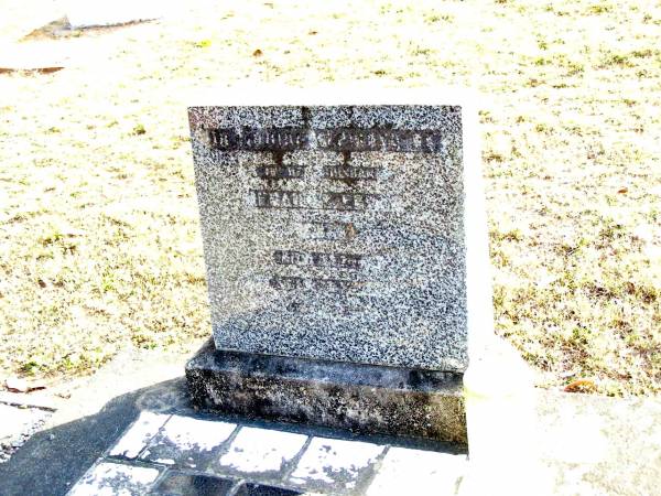 Francis Erbin HIRN, husband,  | died 3-7-47 aged 76 years;  | Beerwah Cemetery, City of Caloundra  | 