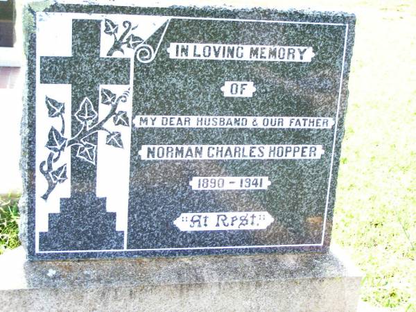 Norman Charles HOPPER,  | husband father,  | 1890 - 1941;  | Bell cemetery, Wambo Shire  | 