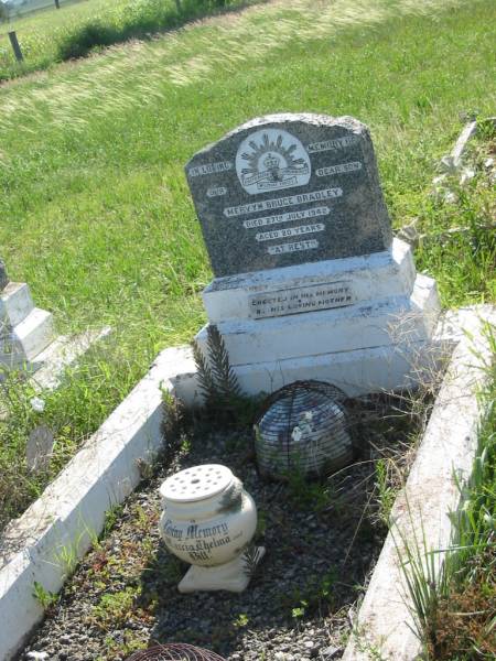 Mervyn Bruce BRADLEY,  | son,  | died 27 July 1942 aged 20 years,  | erected by mother,  | remembered by Marcia, Thelma & Bill;  | Bell cemetery, Wambo Shire  | 