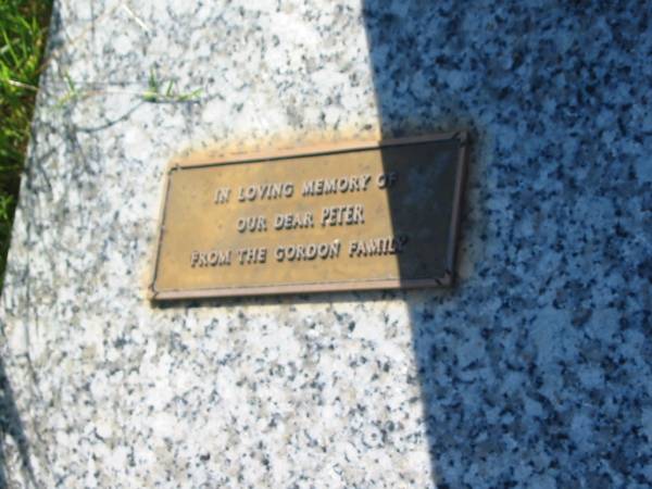 Peter Gordon SORLEY,  | born 27-7-1959,  | husband of Nolene,  | father of Michael-John,  | son of Jim & Jean,  | brother of Judith & Scott,  | aged 24 years,  | remembered by GORDON family, nana, aunty Joan,  | uncles Bob, John & families;  | Bell cemetery, Wambo Shire  | 