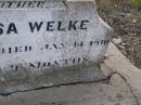 Bertha Louisa WELKE, wife mother, born 12 April 1880, died 14 Jan 1910 aged 29 years 9 months; Bergen Djuan cemetery, Crows Nest Shire 