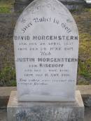 David MORGENSTERN, born 28 April 1837, died 24 June 1917; Justin MORGENSTERN (nee BISCHOFF), born 5 Nov 1840, died 11 Nov 1918; Bergen Djuan cemetery, Crows Nest Shire 